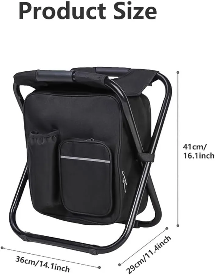 Backpack Cooler Chair Fishing Chairs Folding Camping Stool with 18l Integrated Cooler Bag, Portable Backpack Stool Beach Chair Stools, Lightweight Foldable Foot Rest 275 Lbs Max Load(Multi-colored)