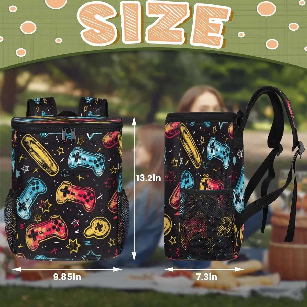 Backpack Cooler Games Theme Cooler Backpack Insulated Leak Proof Soft Cooler Bag for Men Women Lunch Backpack for Camping Picnic Hiking Beach Travel