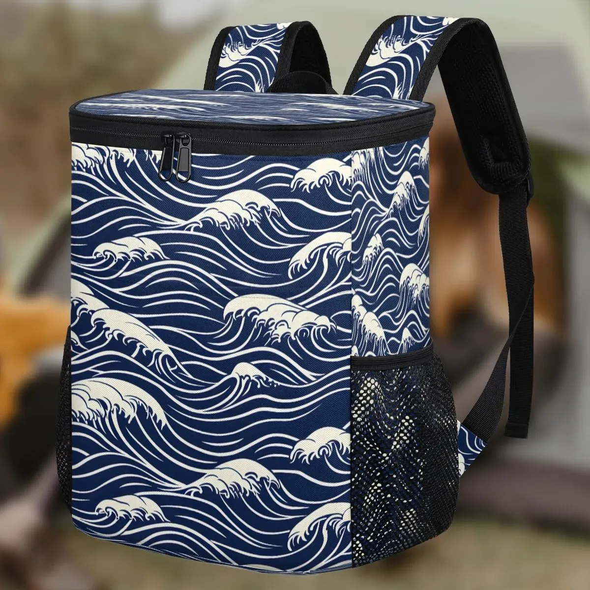 Backpack Cooler Seawater Print Cooler Backpack Insulated Leak Proof Soft Cooler Bag for Men Women Lunch Backpack for Camping Picnic Hiking Beach Travel