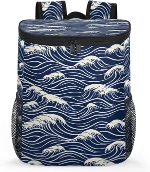Backpack Cooler Seawater Print Cooler Backpack Insulated Leak Proof Soft Cooler Bag for Men Women Lunch Backpack for Camping Picnic Hiking Beach Travel