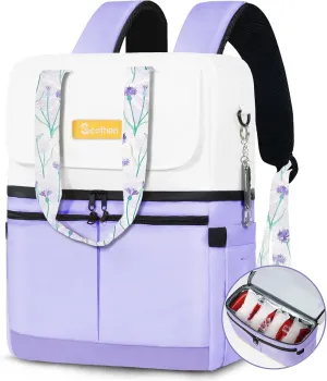 Backpack Cooler with Double Decker & 12 Ice Packs- Keeps 36 Cans Cold for Up to 24 Hours- Waterproof & Leak Proof Insulated Cooler Backpack- Stylish Cooler Bookbag for Women Travel Work Beach