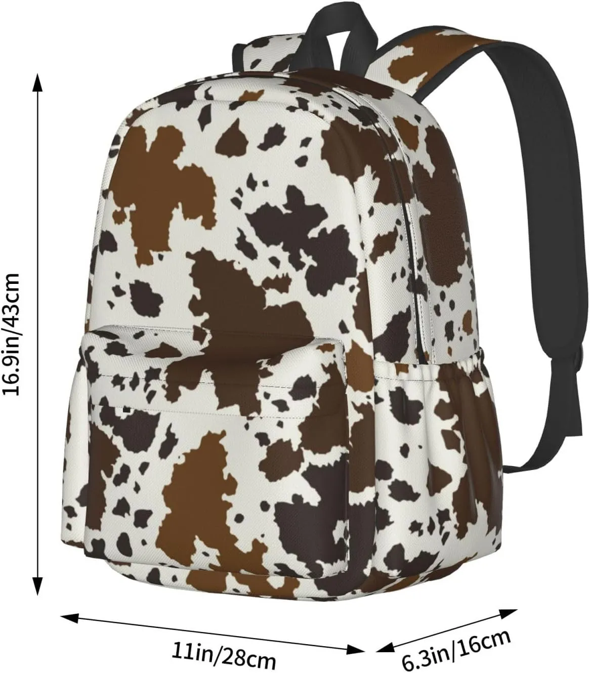 Backpack for Men Women Backpack Compatible with Brown Skin Milk Cow Print Outdoor Travel Daypack, Muiltifunction Bookbag Anti-Theft Laptop Bag Backpack Gym Bag with Soft Shoulder Strap
