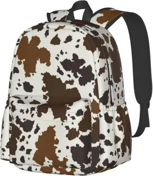 Backpack for Men Women Backpack Compatible with Brown Skin Milk Cow Print Outdoor Travel Daypack, Muiltifunction Bookbag Anti-Theft Laptop Bag Backpack Gym Bag with Soft Shoulder Strap
