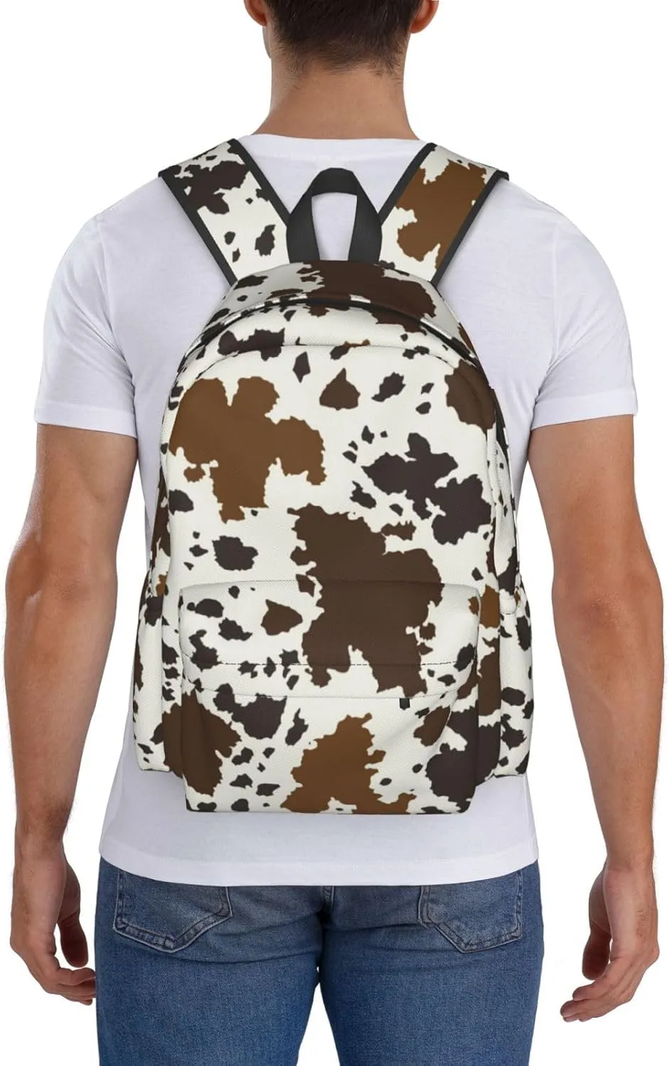Backpack for Men Women Backpack Compatible with Brown Skin Milk Cow Print Outdoor Travel Daypack, Muiltifunction Bookbag Anti-Theft Laptop Bag Backpack Gym Bag with Soft Shoulder Strap