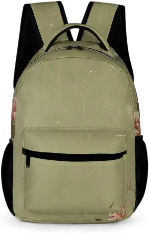 Backpack for Men Women Lightweight Bookbag Vintage Scrapbook Rose Laptop Backpack Adjustable Casual Daypack for Work Travel