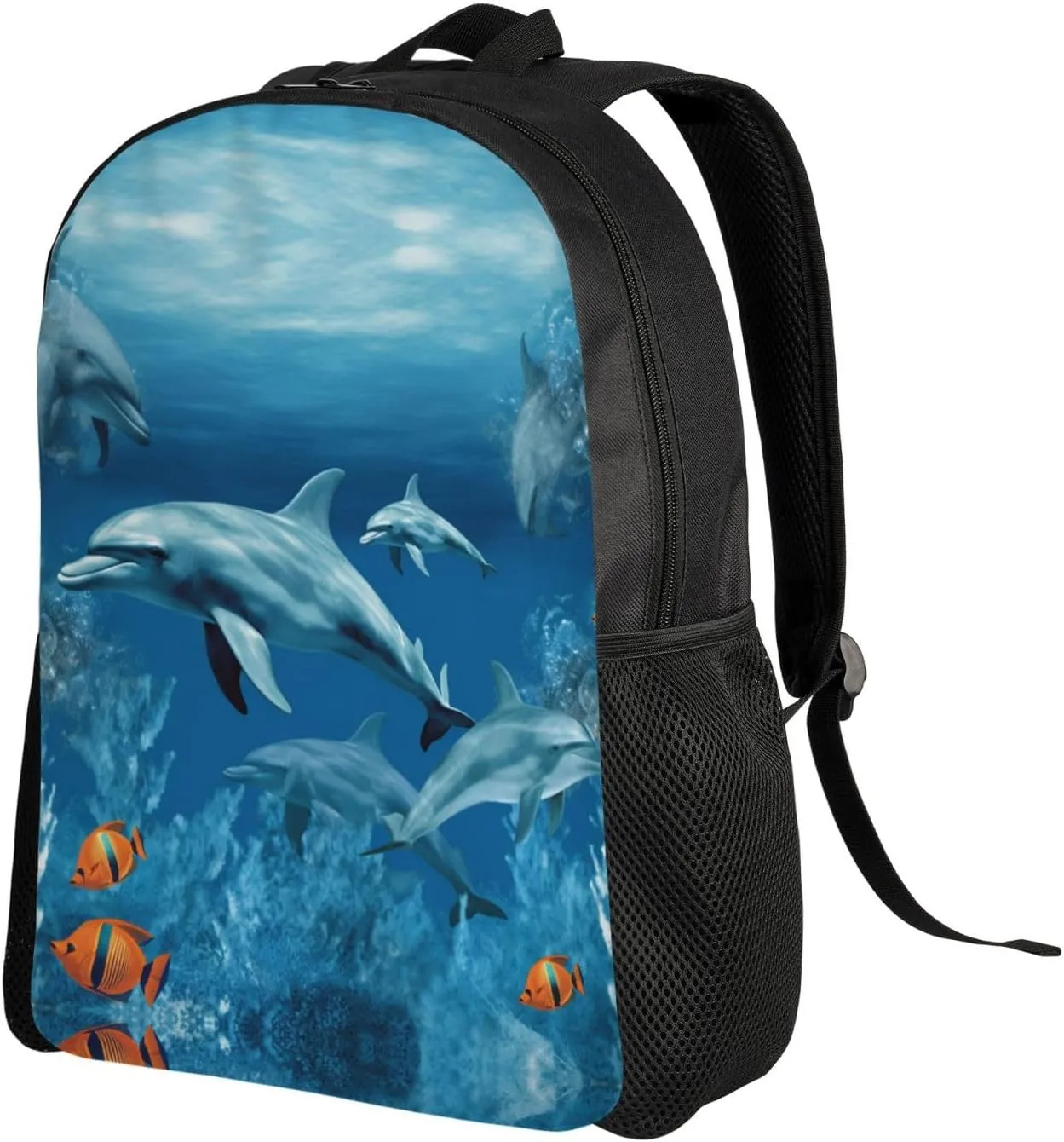 Backpack for Woman Men Casual Daypack Dolphins Blue Laptop Backpack 17 In Lightweight Carry-on Bag for Travel Work