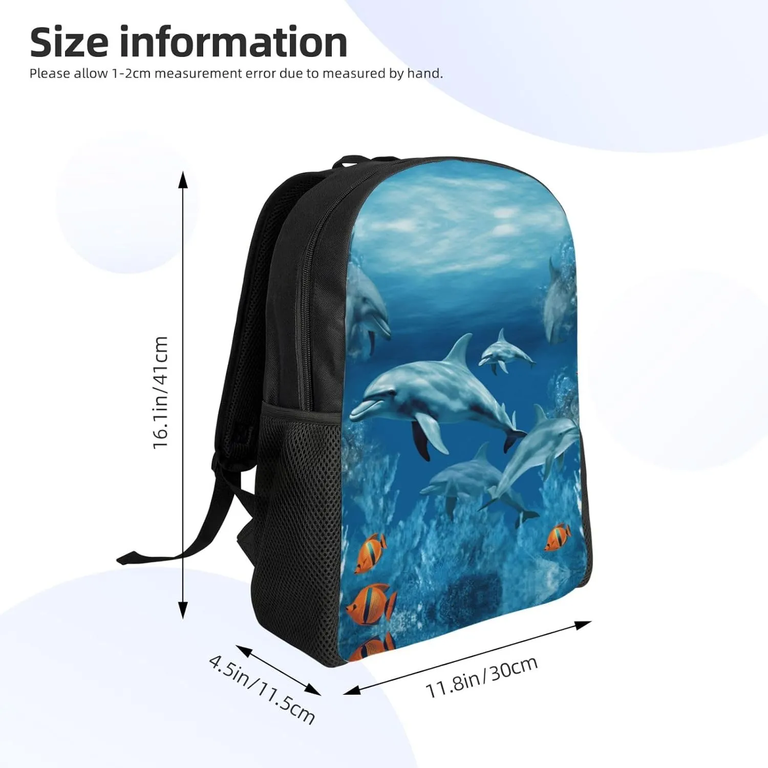 Backpack for Woman Men Casual Daypack Dolphins Blue Laptop Backpack 17 In Lightweight Carry-on Bag for Travel Work