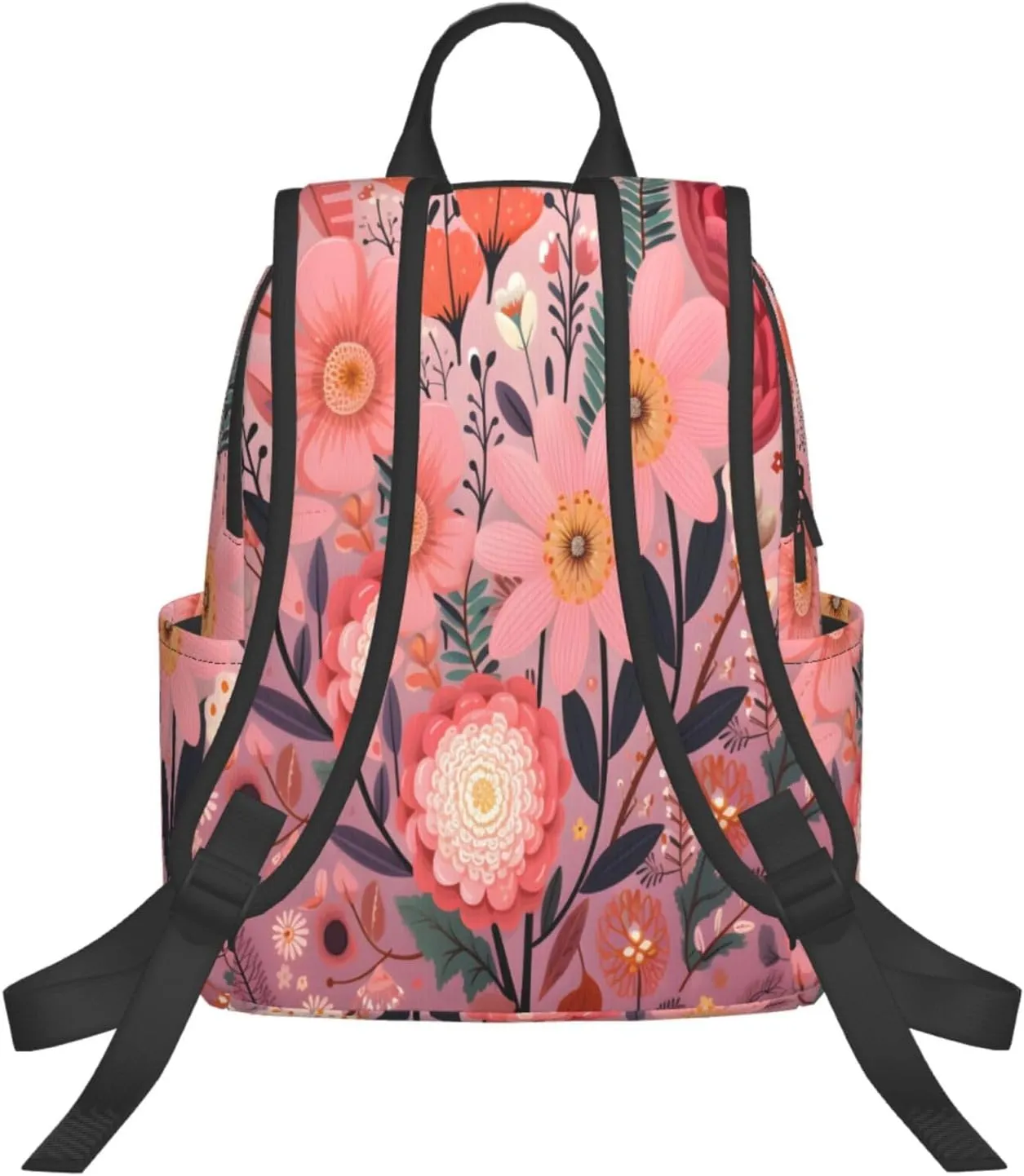 Backpack For Women Men Spring Wild Flowers Pink Bookbag Lightweight Travel Casual Daypack Water Resistant Outdoor Hiking Sport Rucksack