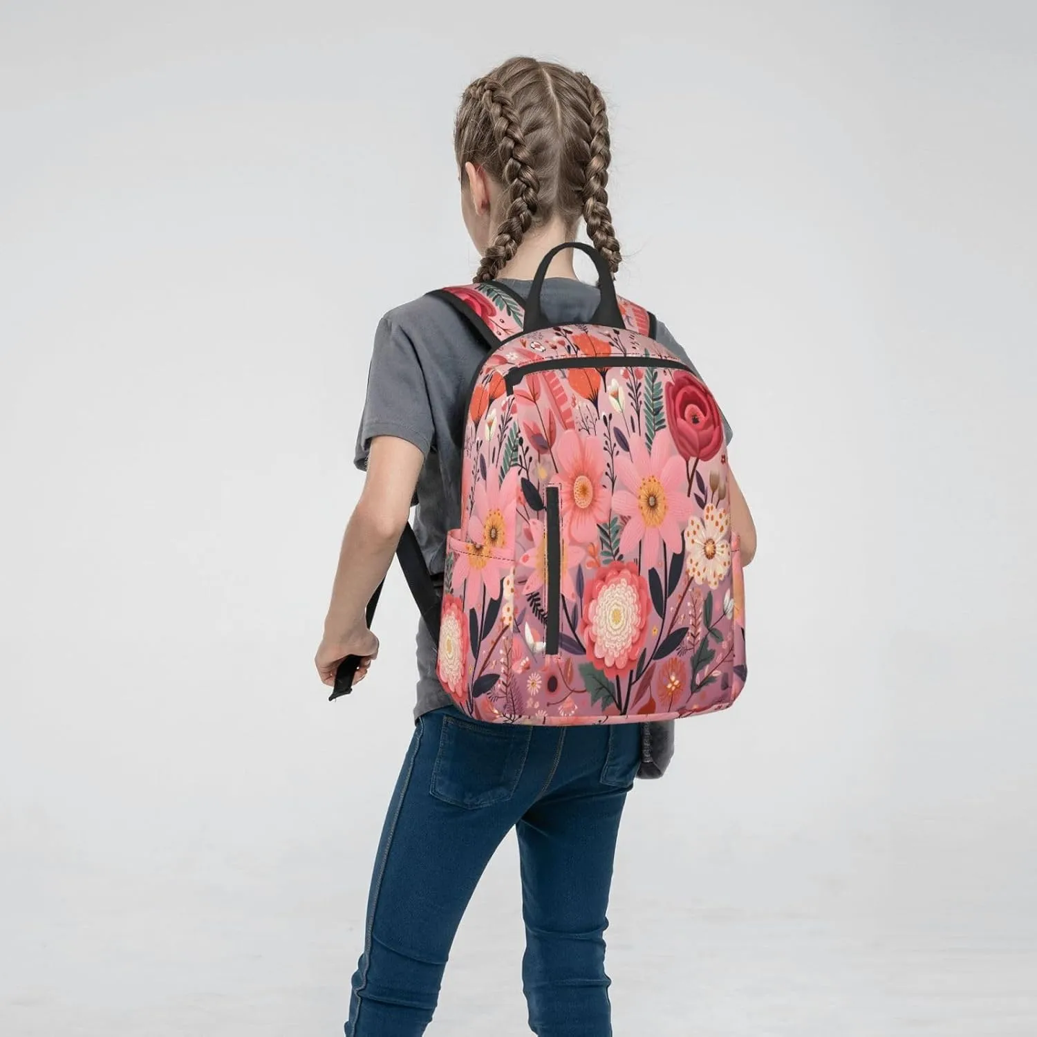 Backpack For Women Men Spring Wild Flowers Pink Bookbag Lightweight Travel Casual Daypack Water Resistant Outdoor Hiking Sport Rucksack