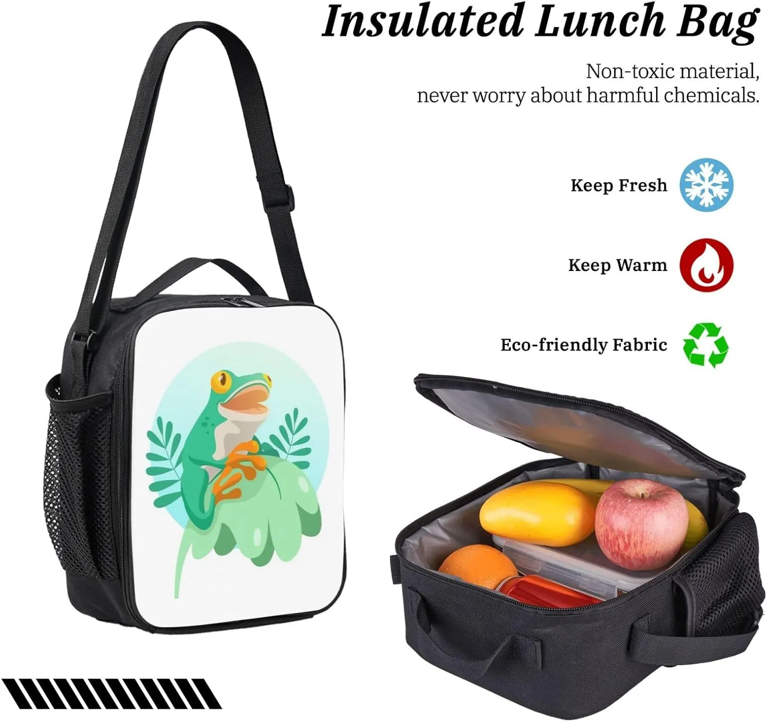 Backpack Lunch Box and Bag 3PCS Large Capacity Travel Backpack Suitable Work Outdoor Sport for Woman Man Green Frog