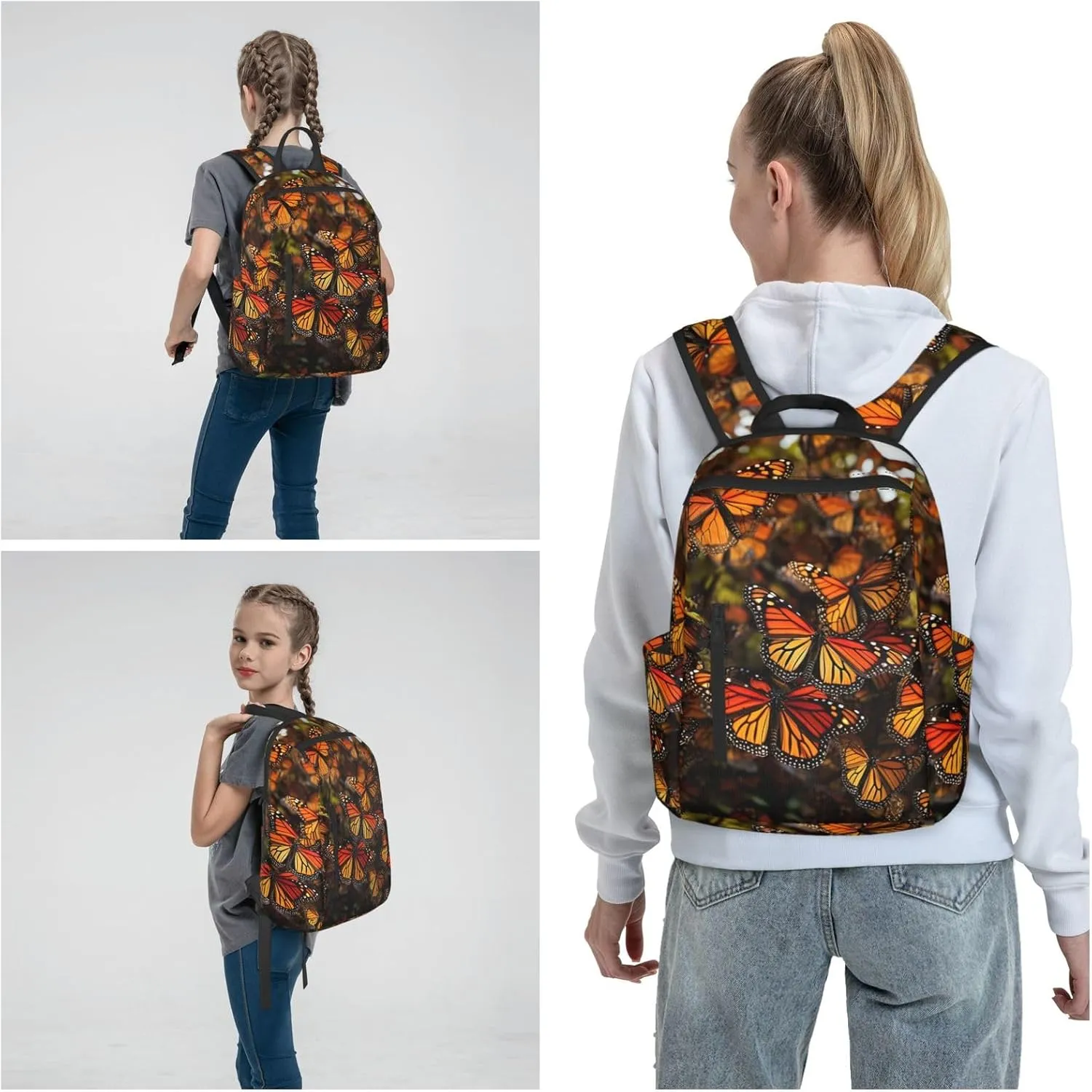 Backpack Monarch butterflies Travel Casual Laptop Backpack Adjustable Hiking Daypack for Men Women