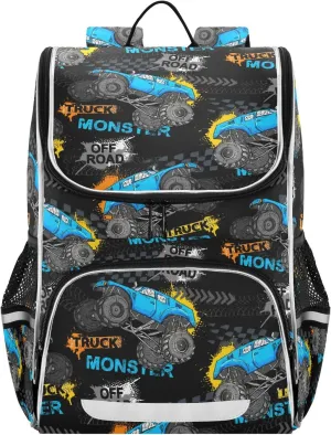 Backpack Monster Truck School Backpack Travel Hiking Large Capacity Causal Daypack Bookbag Laptop Schoolbag with Reflective Tape for Boys Girls Adults