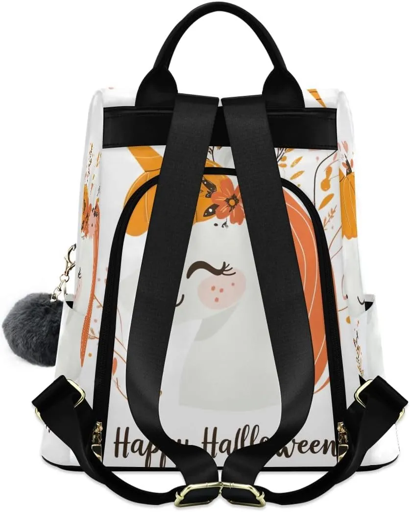 Backpack Purse for Women Cute Pumpkin Headed Unicorn Anti Theft Travel Bag Fashion Pompom Backpack for Hiking