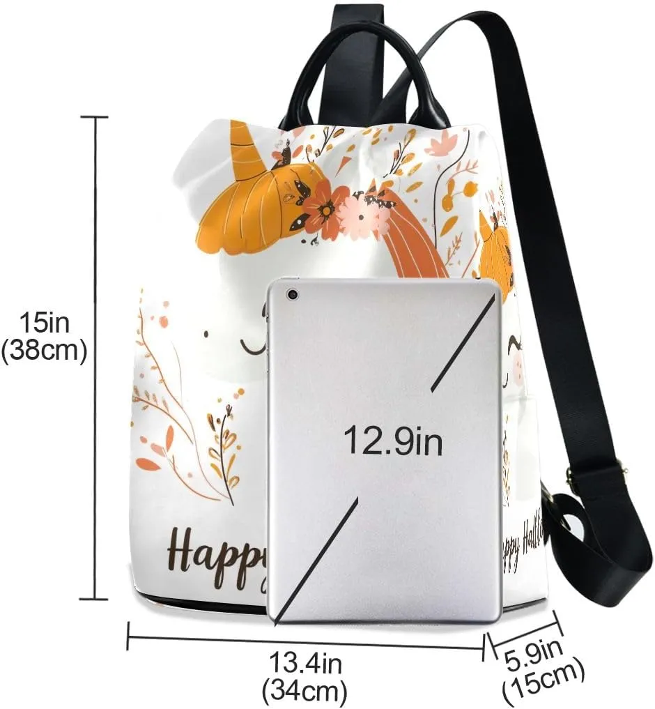 Backpack Purse for Women Cute Pumpkin Headed Unicorn Anti Theft Travel Bag Fashion Pompom Backpack for Hiking