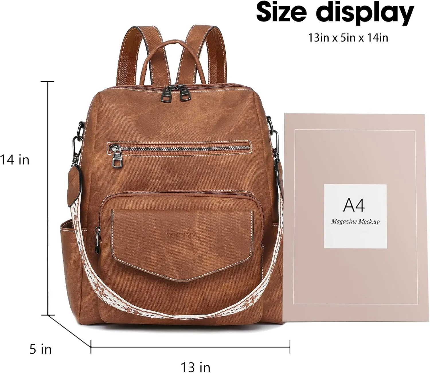 Backpack Purse for Women Leather Backpack Ladies Fashion Handbag Designer Shoulder Bag Small Travel Bag Brown