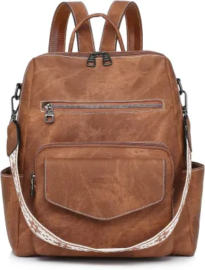 Backpack Purse for Women Leather Backpack Ladies Fashion Handbag Designer Shoulder Bag Small Travel Bag Brown