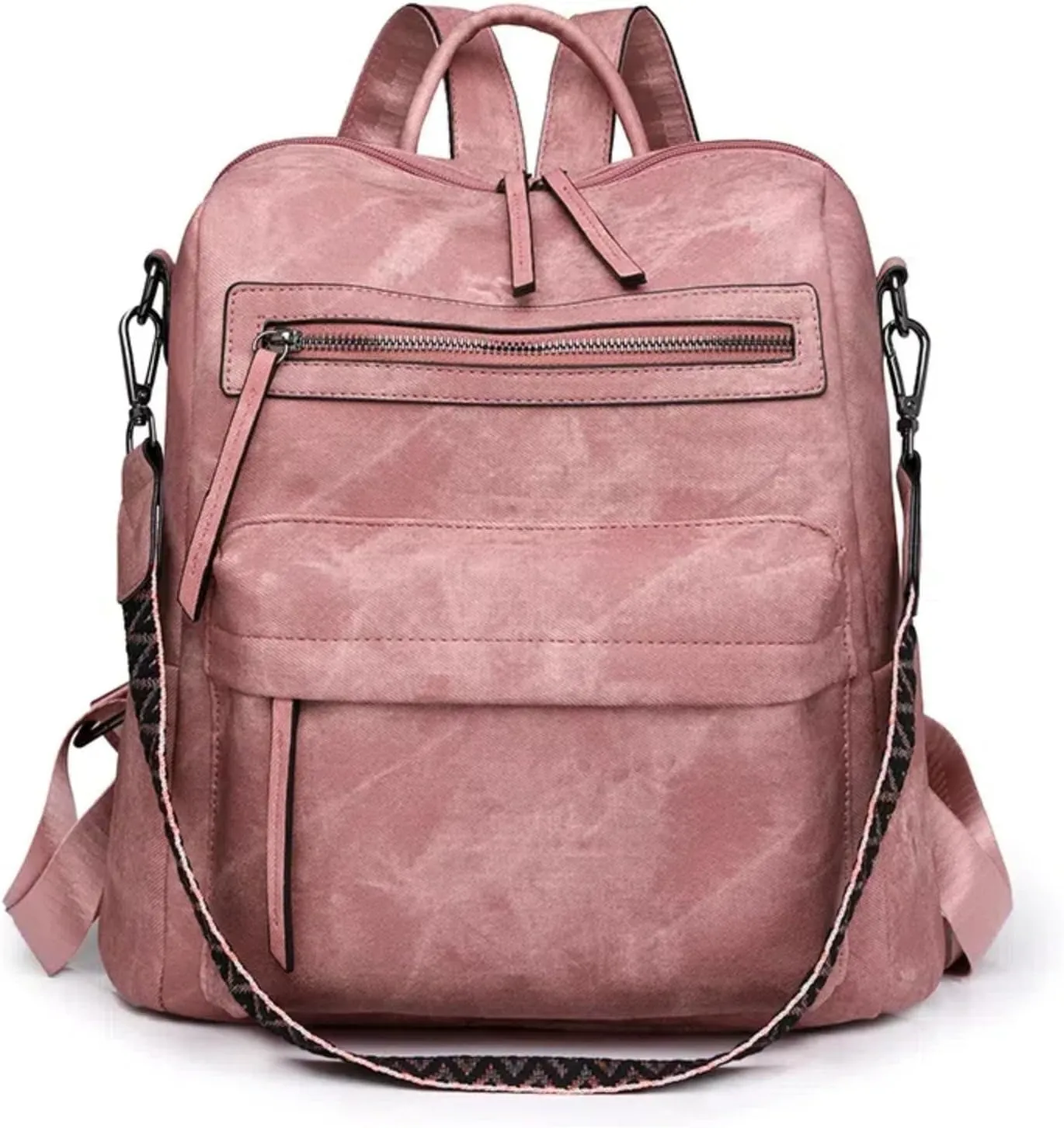 Backpack Purse for Women, PU Leather Backpack Purse, Multiple Pockets Anti Theft Back pack with Adjustable Straps, Women Back pack for Daily Work Travel, Pink