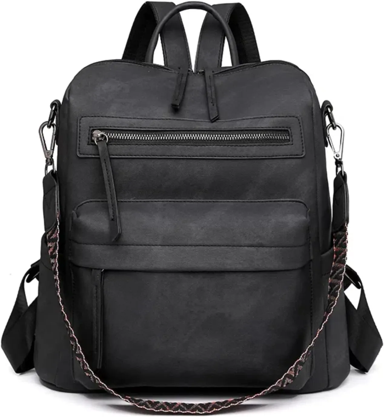 Backpack Purse for Women, PU Leather Backpack Purse, Multiple Pockets Anti Theft Back pack with Adjustable Straps, Women Shoulder Bag for Daily Work Travel, Black