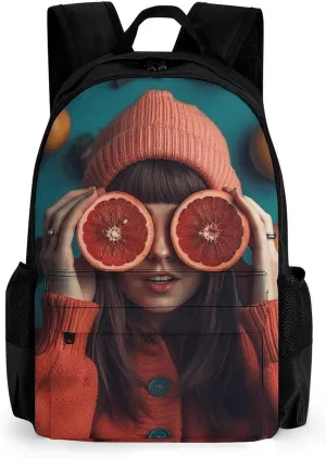 Backpack Travel Laptop Backpack for Men Women Grapefruit Covering Eyes Casual Daypack Adjustable Lightweight Computer Bag