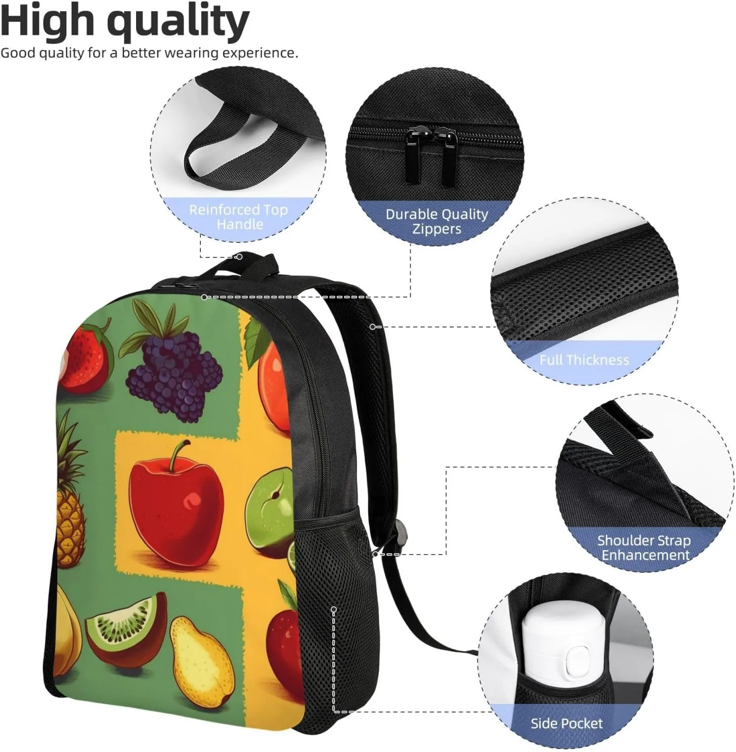 Backpack Travel Laptop Backpack For Men Women Lightweight Rucksack Art Style Fruit Casual Daypack