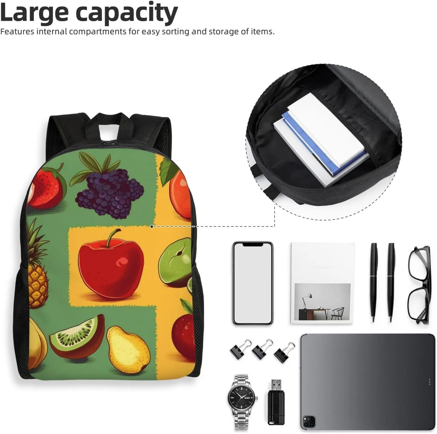 Backpack Travel Laptop Backpack For Men Women Lightweight Rucksack Art Style Fruit Casual Daypack