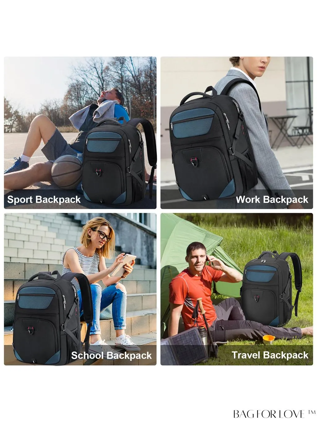 BagForLove - 17-inch TSA Friendly Laptop Backpack: Waterproof, USB Charging, RFID Blocking - Ideal for Travel & Business