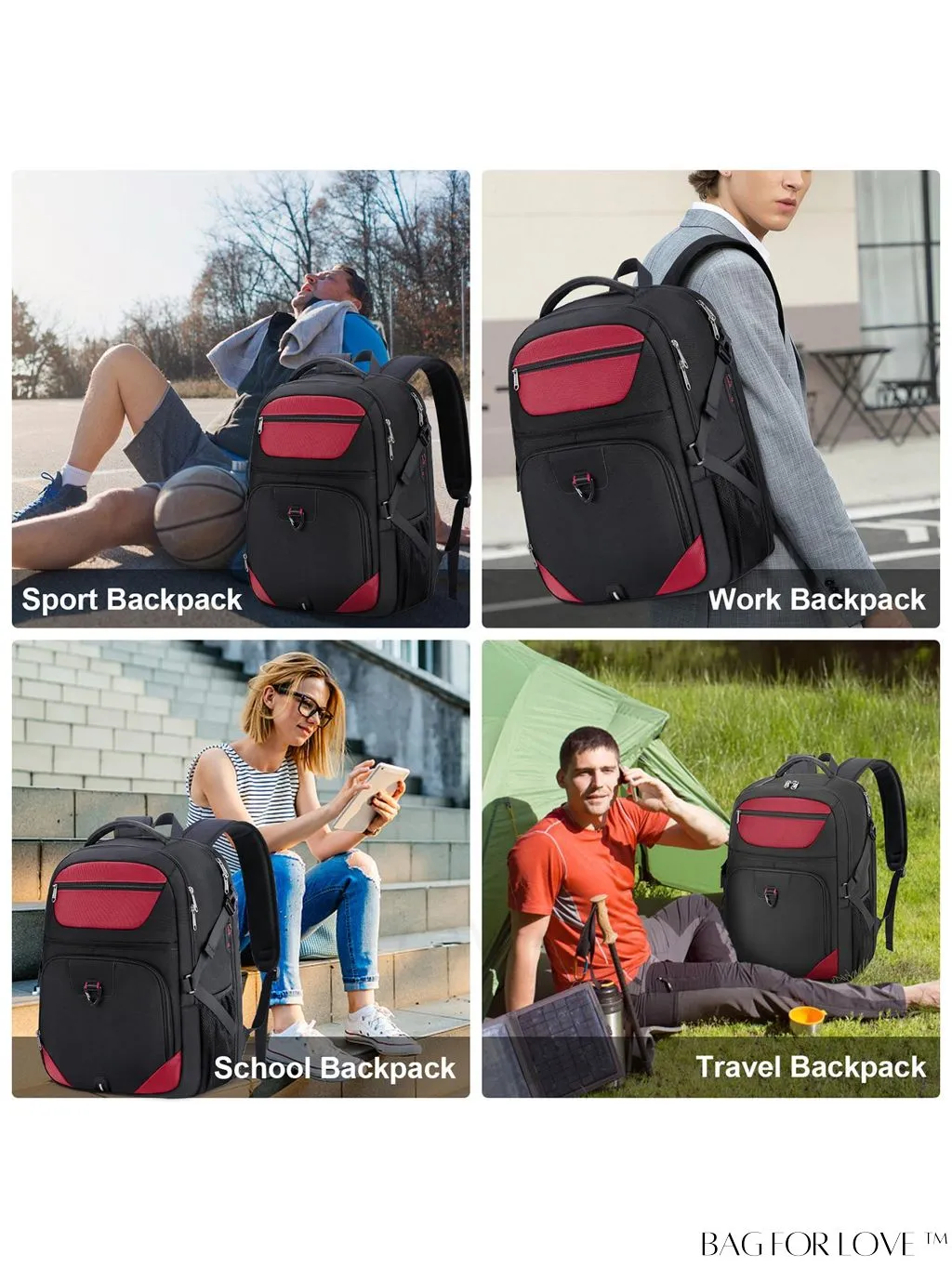 BagForLove - 17-inch TSA Friendly Laptop Backpack: Waterproof, USB Charging, RFID Blocking - Ideal for Travel & Business