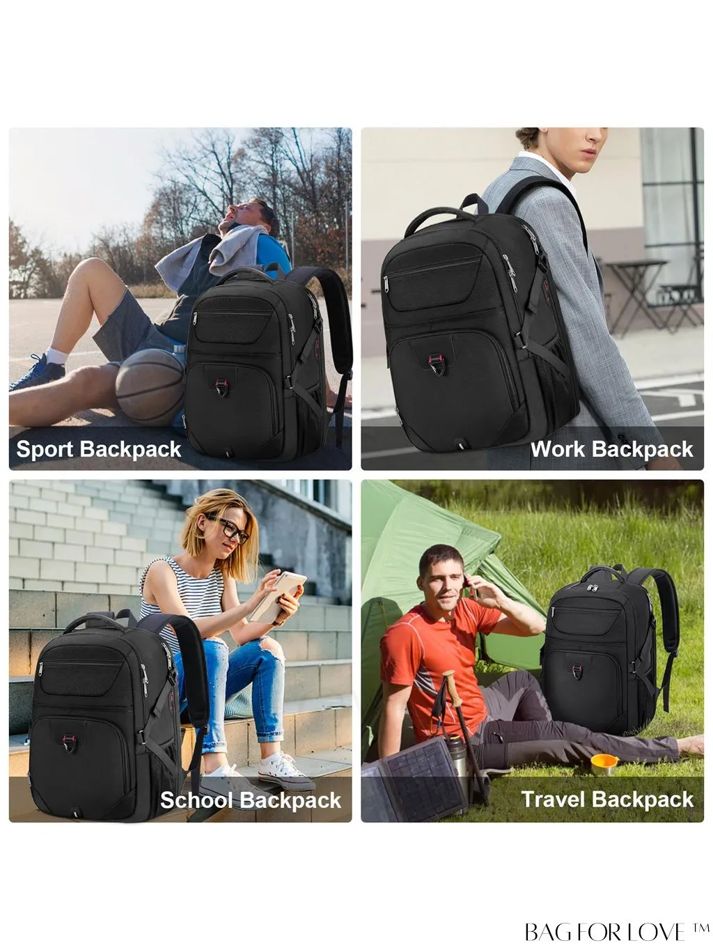 BagForLove - 17-inch TSA Friendly Laptop Backpack: Waterproof, USB Charging, RFID Blocking - Ideal for Travel & Business