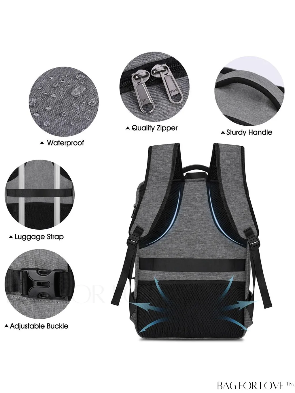 BagForLove - 40L Waterproof Carry-on Travel Backpack - Ideal for Men and Women, Fits 17 Inch Laptop