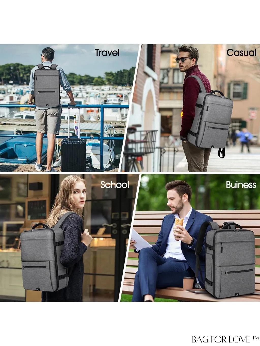 BagForLove - 40L Waterproof Carry-on Travel Backpack - Ideal for Men and Women, Fits 17 Inch Laptop
