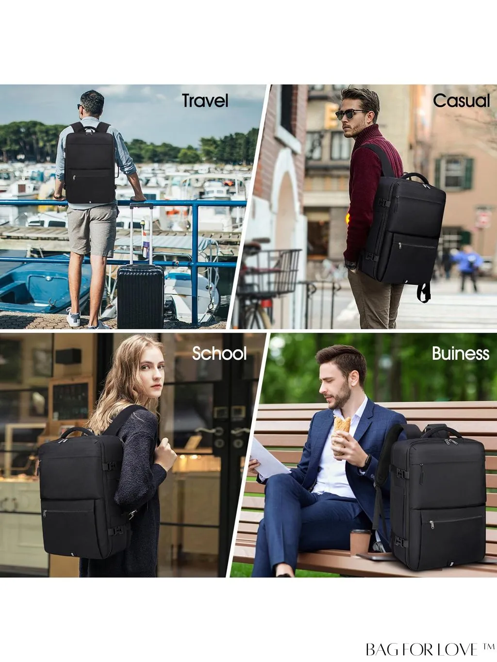 BagForLove - 40L Waterproof Carry-on Travel Backpack - Ideal for Men and Women, Fits 17 Inch Laptop