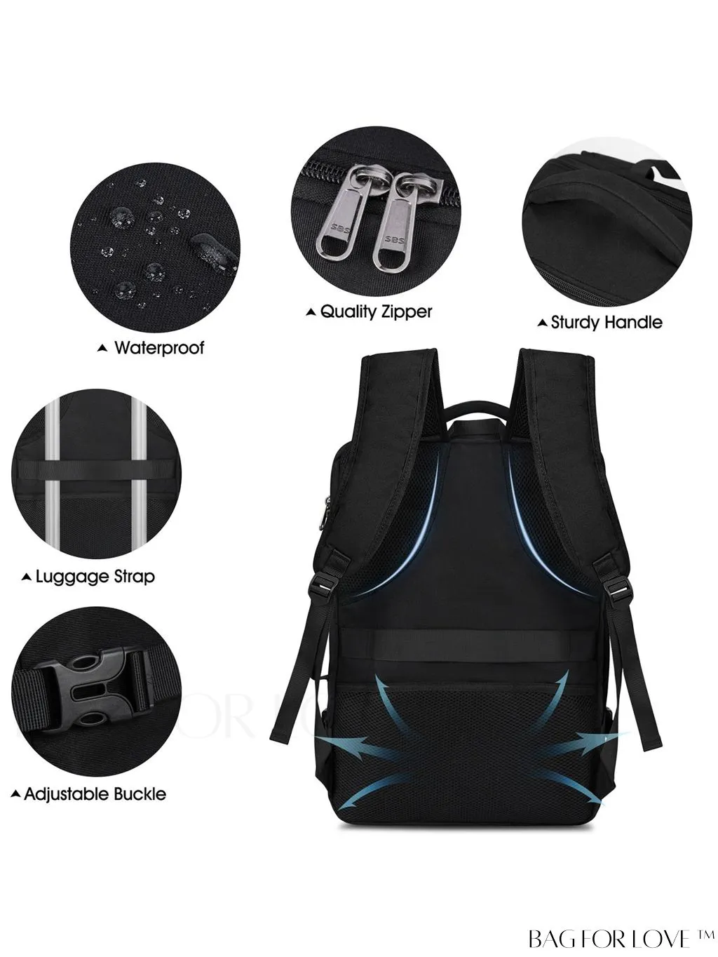 BagForLove - 40L Waterproof Carry-on Travel Backpack - Ideal for Men and Women, Fits 17 Inch Laptop
