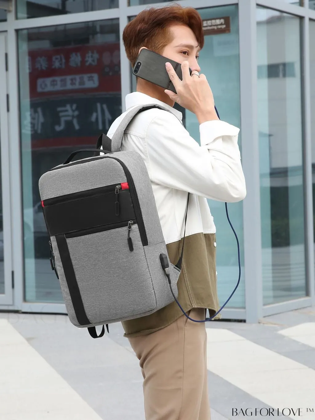 BagForLove - USB Charging Colorblock Laptop Backpack with Durable Zipper - Ideal for Work