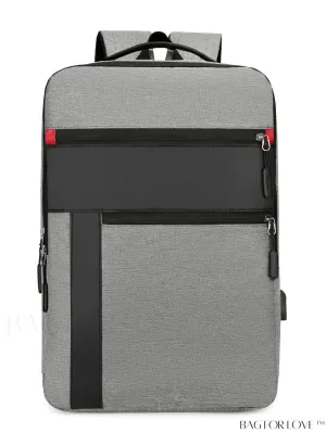 BagForLove - USB Charging Colorblock Laptop Backpack with Durable Zipper - Ideal for Work