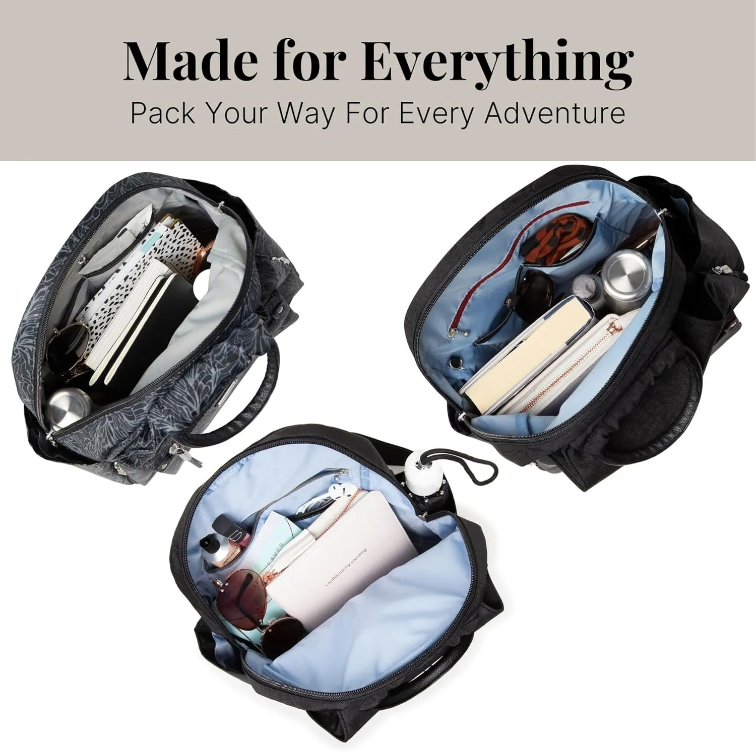 Baggallini All Day Backpack with RFID Phone Wristlet - Lightweight Travel Backpack for Women