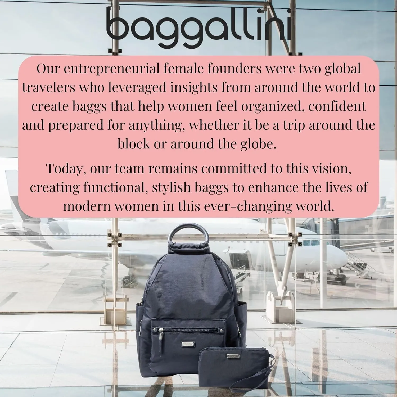Baggallini All Day Backpack with RFID Phone Wristlet - Lightweight Travel Backpack for Women