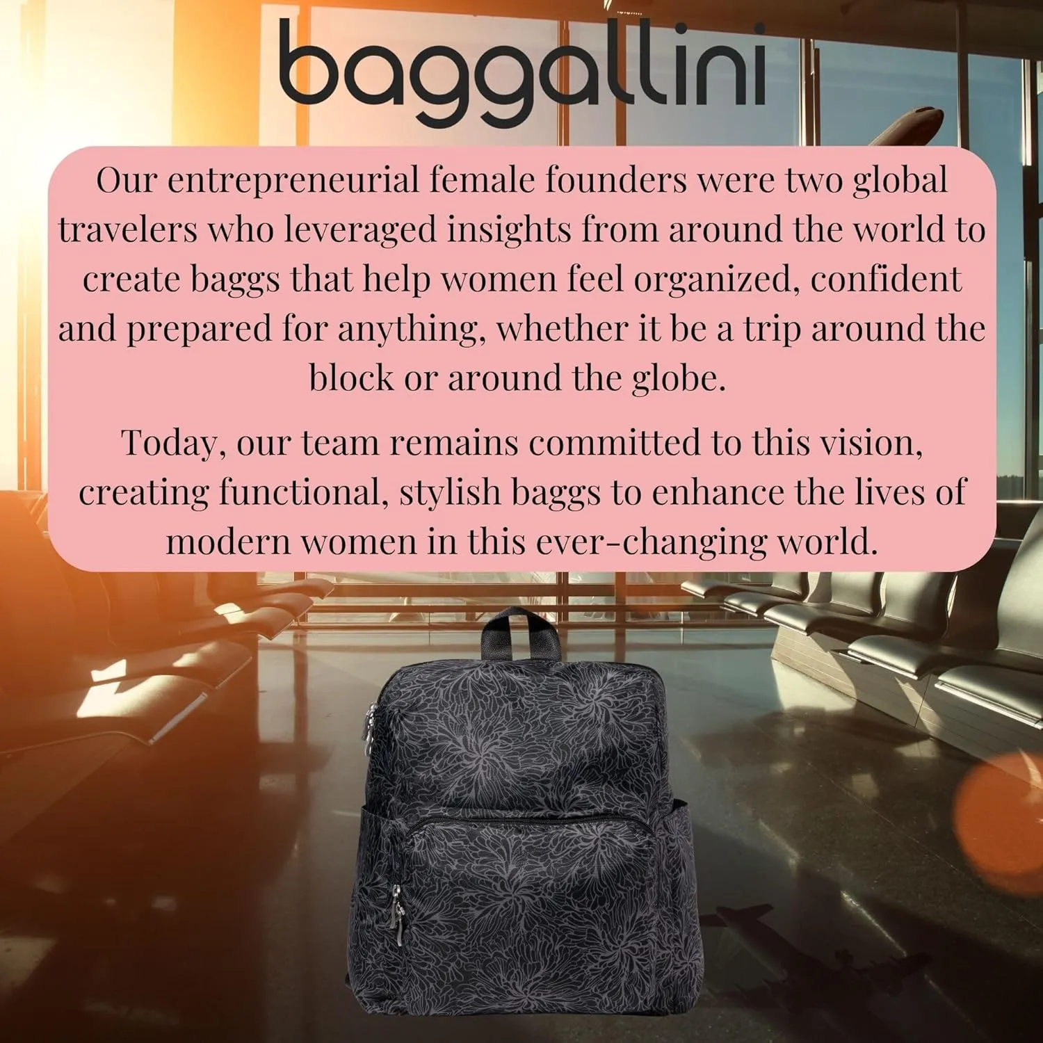 Baggallini Women's Carryall Packable Backpack, Midnight Blossom