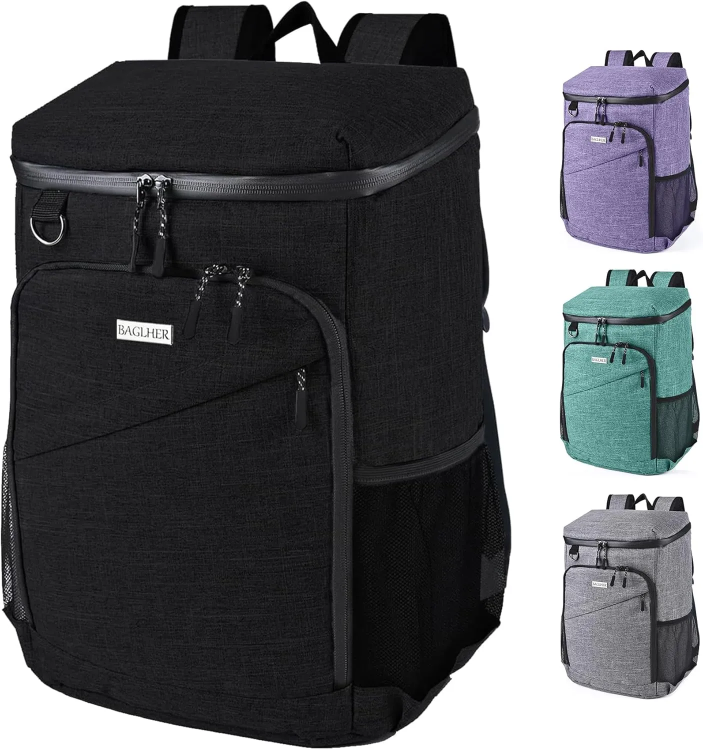 BAGLHER Cooler Backpack, Leakproof 30 Cans Backpack Cooler Insulated Soft Cooler Bag, Lightweight 25L Lunch Box Backpack Cooler Bag for Men Women Adult Camping