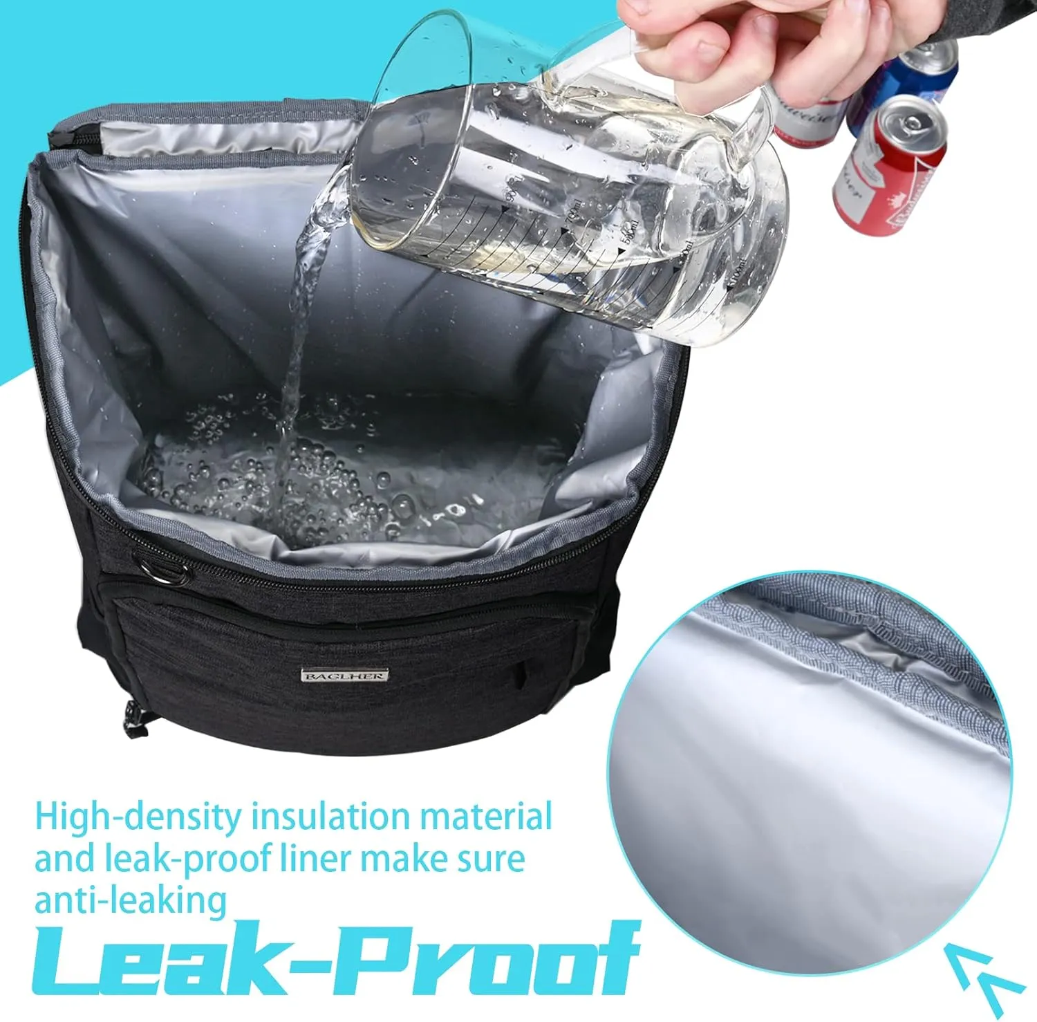 BAGLHER Cooler Backpack, Leakproof 30 Cans Backpack Cooler Insulated Soft Cooler Bag, Lightweight 25L Lunch Box Backpack Cooler Bag for Men Women Adult Camping
