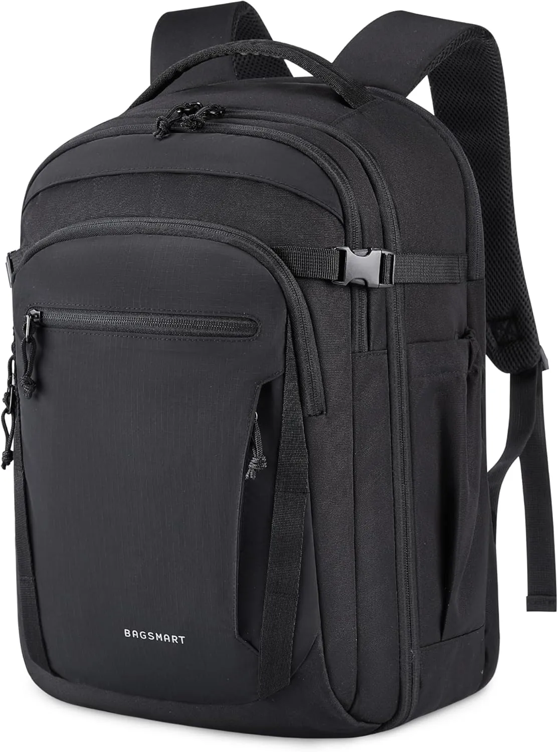 BAGSMART Travel Backpack for Men Women, Carry On Backpack Flight Approved TSA Friendly with USB Charging Hole Lightweight Weekender Bag Casual Daypack 17.3 Inch Laptop Business Work Backpack, Black