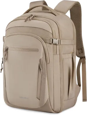 BAGSMART Travel Backpack for Men Women, Carry On Backpack Flight Approved TSA Friendly with USB Charging Hole Lightweight Weekender Bag Casual Daypack 17.3 Inch Laptop Business Work Backpack, Brown
