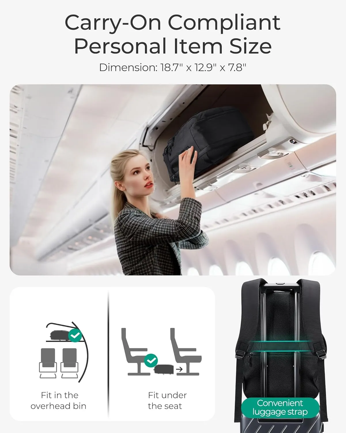 BAGSMART Travel Backpack for Men Women, Carry On Backpack Flight Approved TSA Friendly with USB Charging Hole Lightweight Weekender Bag Casual Daypack 17.3 Inch Laptop Business Work Backpack, Brown