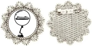 Balloon Ferry Transport Vehicle Silver Flower Brooch Hook Pin Breastpin
