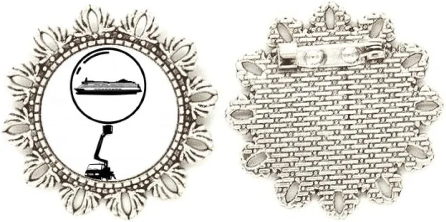 Balloon Ferry Transport Vehicle Silver Flower Brooch Hook Pin Breastpin