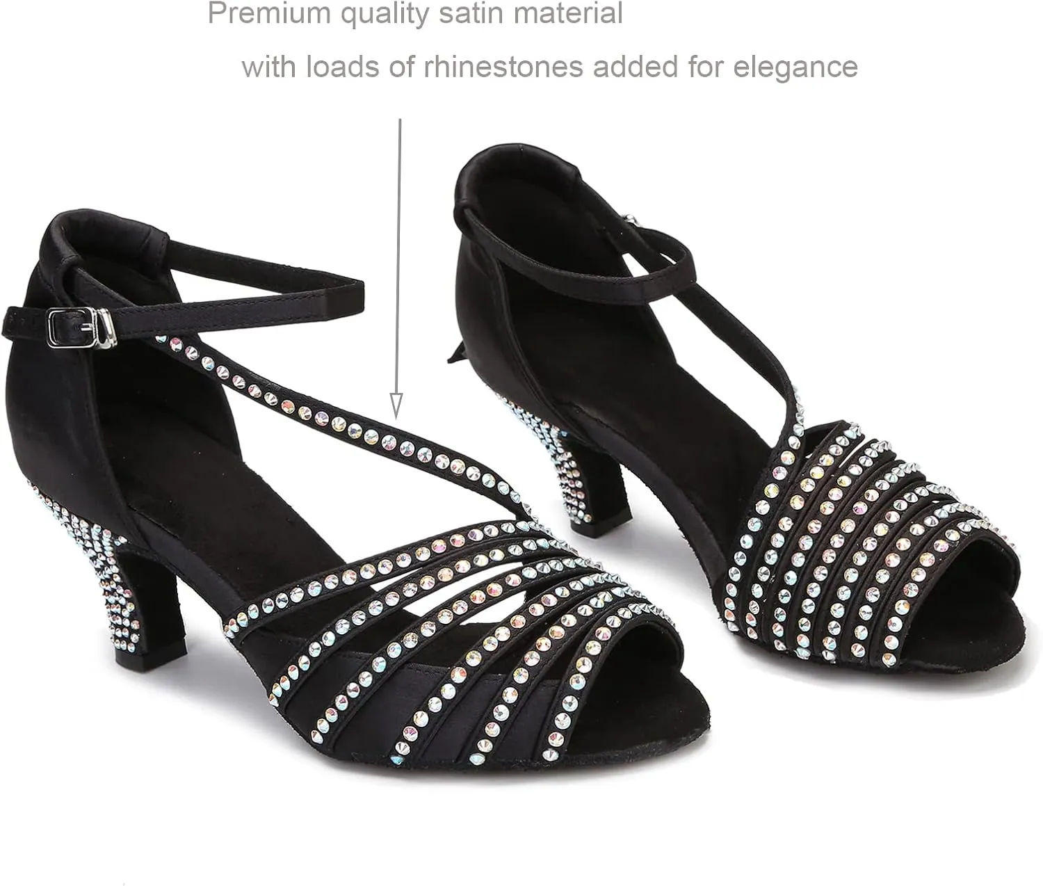 Ballroom Dance Shoes Women Salsa Latin Practice Dancing Shoes, Rhinestone Wedding Low Heel Dance Shoes, Comfortable and Sparkle Dance Heels