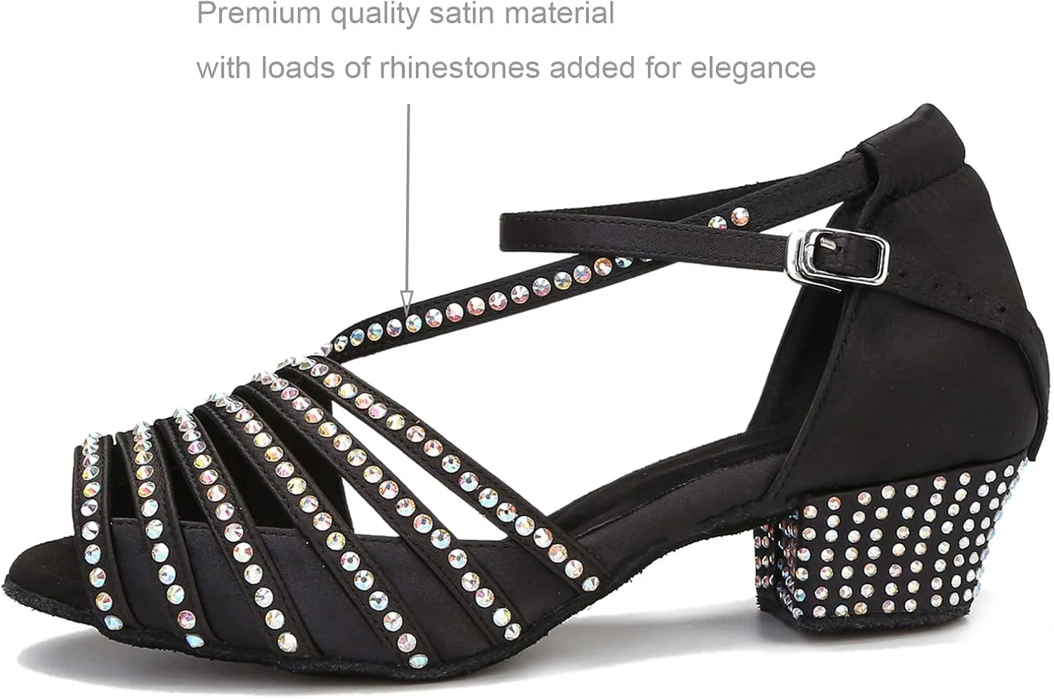 Ballroom Dance Shoes Women Salsa Latin Practice Dancing Shoes, Rhinestone Wedding Low Heel Dance Shoes, Comfortable and Sparkle Dance Heels