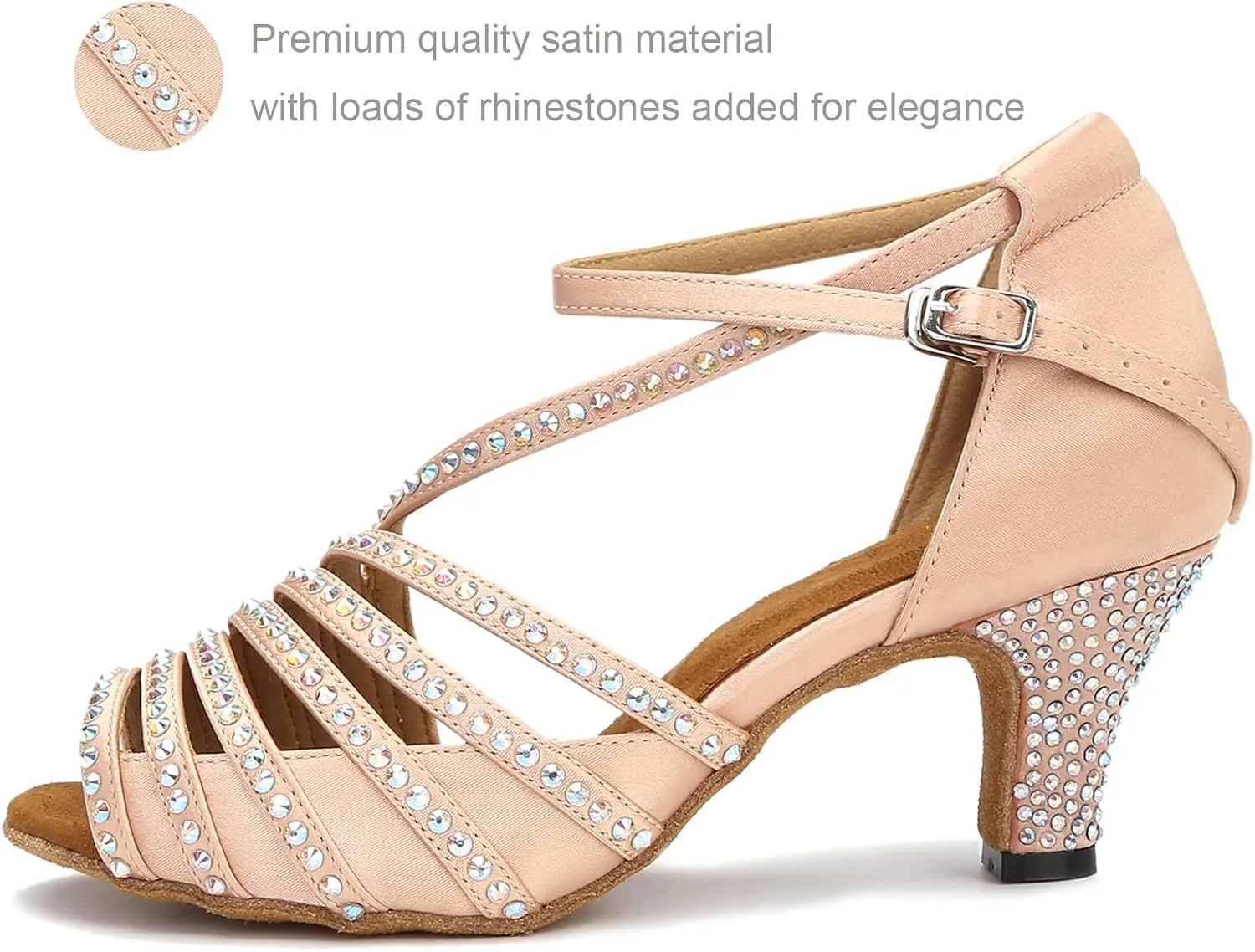 Ballroom Dance Shoes Women Salsa Latin Practice Dancing Shoes, Rhinestone Wedding Low Heel Dance Shoes, Comfortable and Sparkle Dance Heels
