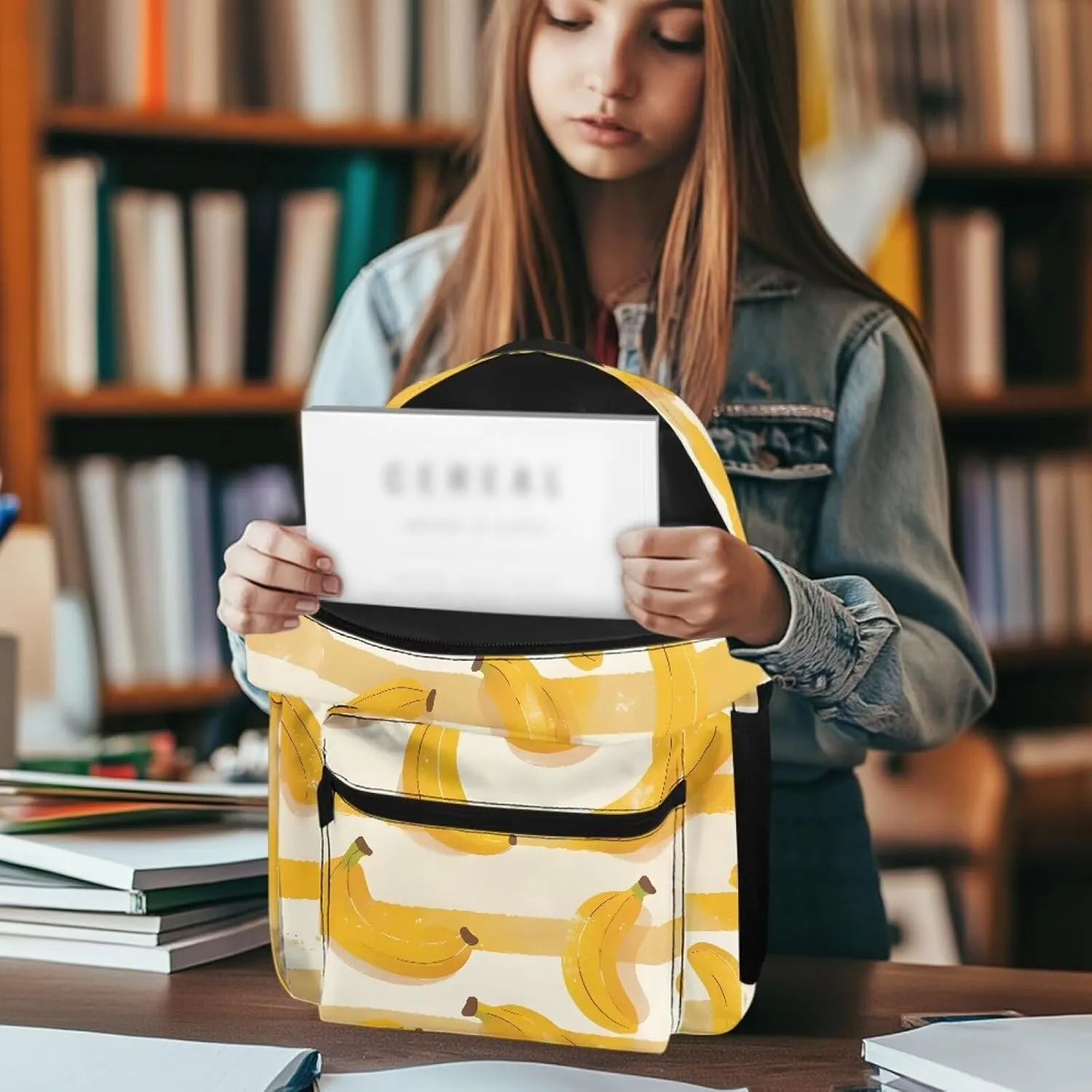 Banana Stripe Women Mens Lightweight Travel Backpack Fashion Style with Side and Front Pockets Large 15in Laptop Backpack for Office Outdoor Activities