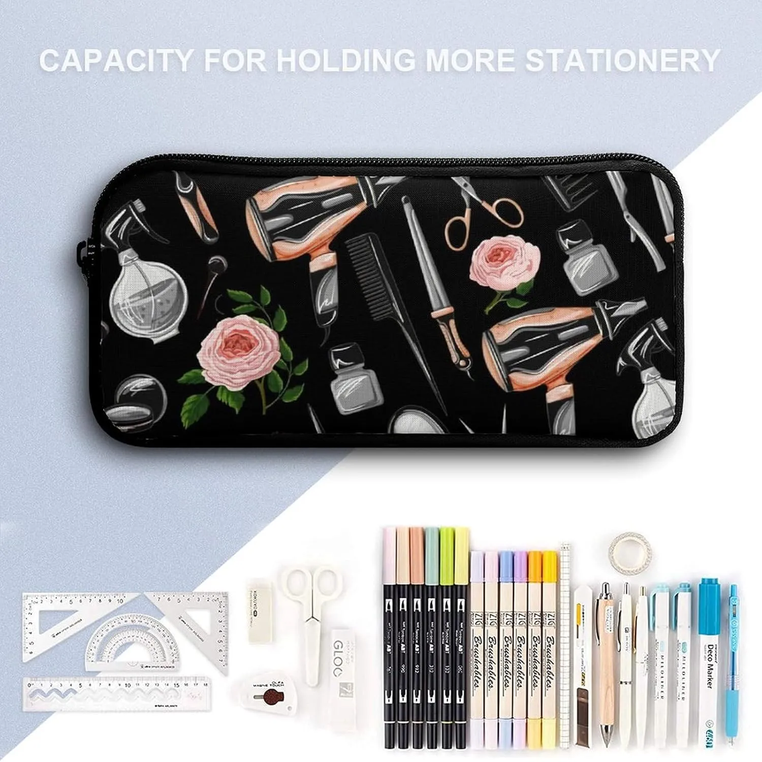 Barber Scissors Comb Shoulder Backpack Diagonal Lunch Bag Pencil Case Set