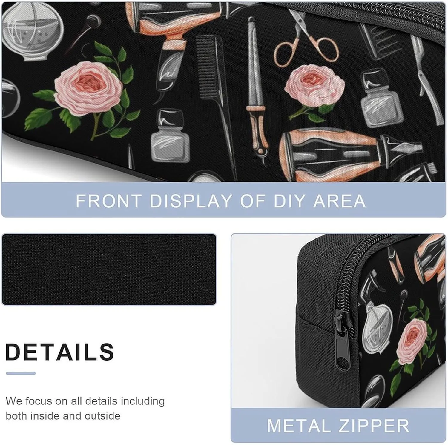 Barber Scissors Comb Shoulder Backpack Diagonal Lunch Bag Pencil Case Set